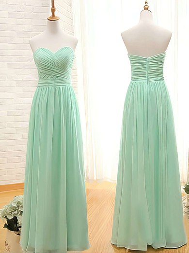 Unique A-line Sage Chiffon with Ruffles Sweetheart Bridesmaid Dresses #01012407