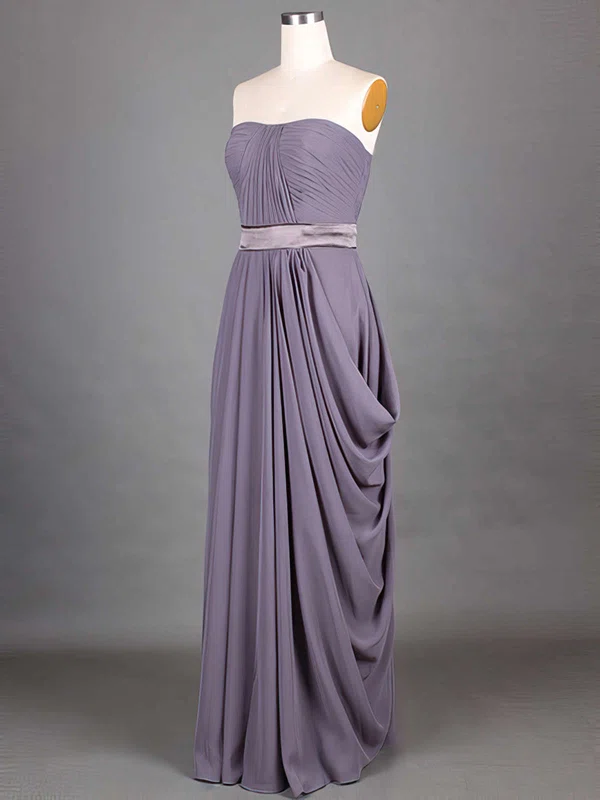 Elegant Strapless Grape Chiffon Sashes/Ribbons A-line Bridesmaid Dresses #01012417