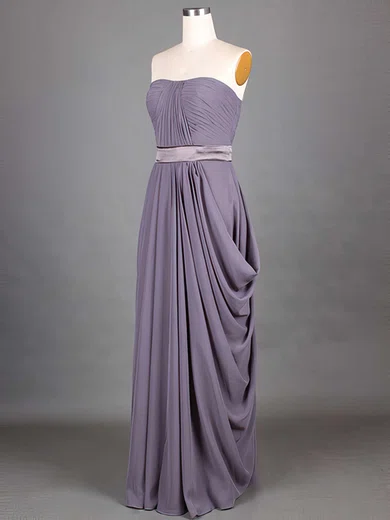 Elegant Strapless Grape Chiffon Sashes/Ribbons A-line Bridesmaid Dresses #01012417