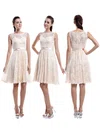 Fabulous Scoop Neck Knee-length Ivory Lace Sashes/Ribbons Bridesmaid Dress #01012422