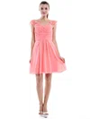 Short/Mini Sweetheart Fashion Watermelon Chiffon Ruffles Bridesmaid Dress #01012426