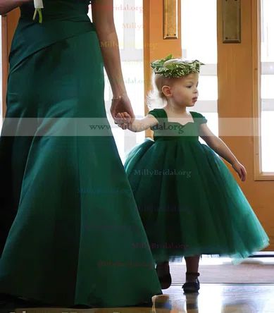 Ball Gown Dark Green Tulle with Ruffles Pretty Sweetheart Flower Girl Dress millybridal