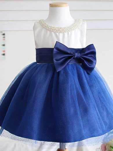 Scoop Neck Princess Straps Satin Tulle with Bow Multi Colours Flower Girl Dress #01031813