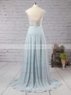 A-line Scoop Neck Chiffon Floor-length Appliques Lace Prom Dresses #02018717