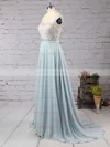 A-line Scoop Neck Chiffon Floor-length Appliques Lace Prom Dresses #02018717