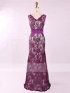 Best Sheath/Column Sashes/Ribbons Scoop Neck Grape Lace Mother of the Bride Dress #01021577