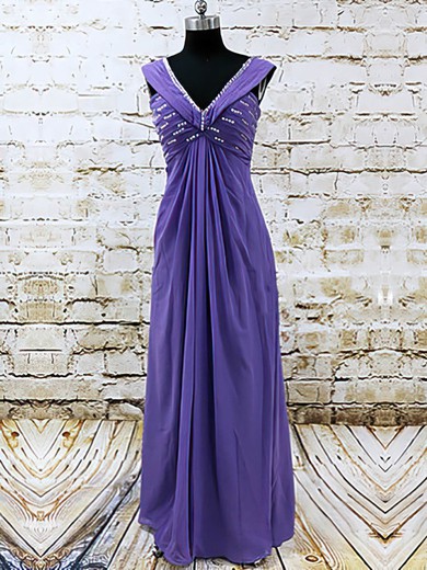 V-neck Lavender Chiffon Sequins Floor-length Popular Mother of the Bride Dress #01021585