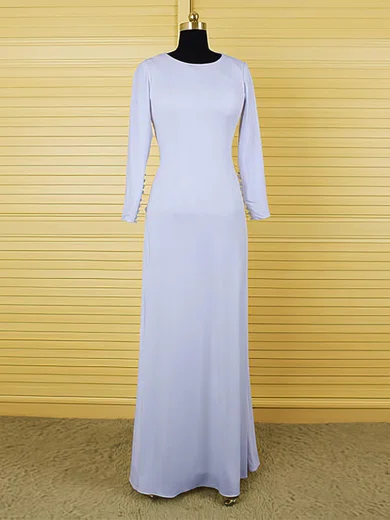 Scoop Neck Ruffles Chiffon New Style Open Back Ivory Long Sleeve Mother of the Bride Dress #01021609
