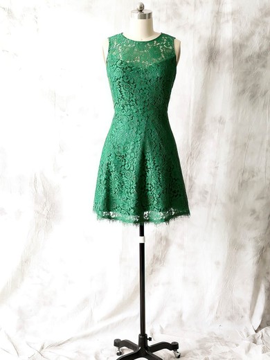 Short/Mini Green Lace Scoop Neck Open Back 2016 Mother of the Bride Dress #01021615
