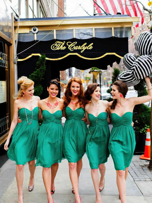 Empire Green Chiffon with Ruffles New Arrival Short/Mini Bridesmaid Dresses #01012463