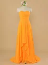 Elegant Sweetheart Orange Chiffon with Ruffles Sheath/Column Bridesmaid Dress #01012484