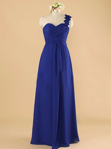 Discount Royal Blue Chiffon with Ruffles One Shoulder Bridesmaid Dress #01012492