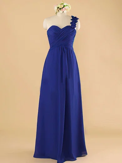 Discount Royal Blue Chiffon with Ruffles One Shoulder Bridesmaid Dress #01012492