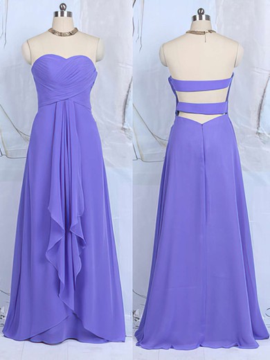 Discount Sweetheart Chiffon Ruffles Floor-length Lavender Bridesmaid Dresses #01012502