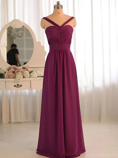 Grape Chiffon A-line with Criss Cross V-neck Wholesale Bridesmaid Dress #01012503