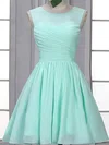 Scoop Neck Light Green Chiffon Ruffles Gorgeous Short/Mini Bridesmaid Dress #01012507