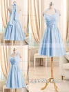 Fashionable Short/Mini Light Sky Blue Chiffon Ruffles Halter Bridesmaid Dresses #01012510