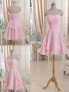 Sweetheart Ruffles Pink Chiffon Short/Mini Fashionable Bridesmaid Dresses #01012513