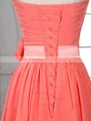 Cheap Sweetheart Watermelon Chiffon Flower(s) Lace-up Sheath/Column Bridesmaid Dress #01012526