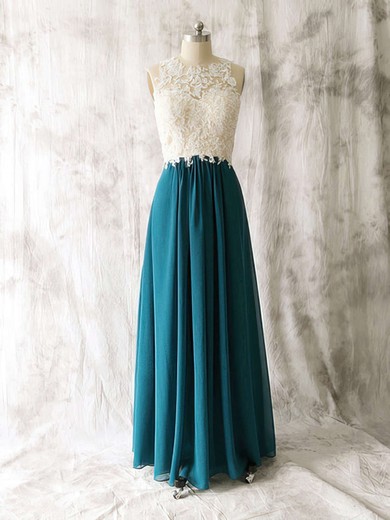 Scoop Neck Chiffon Tulle with Appliques Lace Sexy Open Back Bridesmaid Dress #01012529