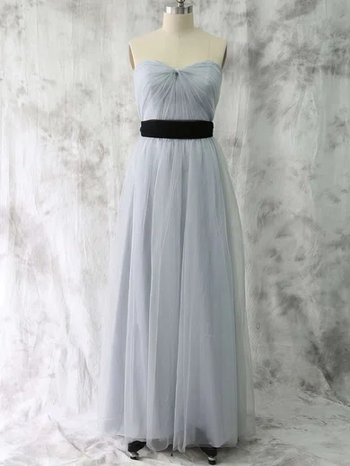 Light Slate Gray Tulle with Sashes/Ribbons Sweetheart Discount Bridesmaid Dress #01012530