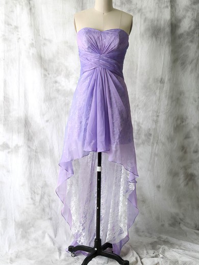Asymmetrical Sweetheart Lavender Lace Chiffon Gorgeous Bridesmaid Dresses #01012552
