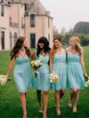 Sweetheart Light Sky Blue Chiffon Short/Mini Ruffles Affordable Bridesmaid Dress #01012563