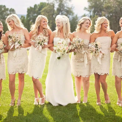 Strapless Trendy Champagne Lace Sashes/Ribbons Sheath/Column Bridesmaid Dresses #01012574