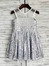 Sparkly A-line Silver Sequined with Ruffles Scoop Neck Flower Girl Dresses #01031850
