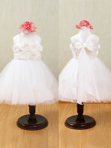 White Tulle Ball Gown Flower(s) Halter Discount Flower Girl Dress #01031876