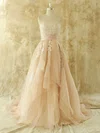 Ball Gown Straight Organza Sweep Train Wedding Dresses With Appliques Lace #00021441