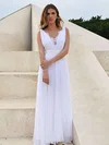 A-line V-neck Chiffon Floor-length Wedding Dresses With Lace #00021458