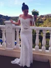 Trumpet/Mermaid Off-the-shoulder Lace Watteau Train Wedding Dresses With Sashes / Ribbons #00021460