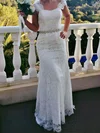 Trumpet/Mermaid Sweetheart Lace Floor-length Wedding Dresses With Sashes / Ribbons #00021461