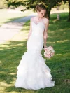 White Organza Tiered Sweetheart Unique Trumpet/Mermaid Wedding Dress #00021515