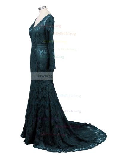 Long Sleeve Trumpet Mermaid Black Lace V Neck Prom Dress Long Sleeve Trumpet Mermaid Black Lace V Neck Prom Dress