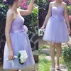 Ball Gown Tulle Sashes/Ribbons Strapless Lace-up Lilac Bridesmaid Dresses #01012185