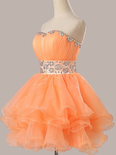 Ball Gown Sweetheart Organza Short/Mini Beading Short Prom Dresses #02051735