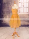 Orange Chiffon with Cascading Ruffles Knee-length Sweetheart Beautiful Homecoming Dress #02051759