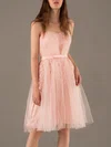Tulle Sweetheart Knee-length Appliques Lace Pretty Pink Homecoming Dress #02051779