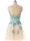New Style Tulle with Appliques Lace Scoop Neck Short/Mini Prom Dresses #02019690