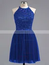 Tulle Scoop Neck Beading Spaghetti Straps Elegant Short/Mini Prom Dress #02019702