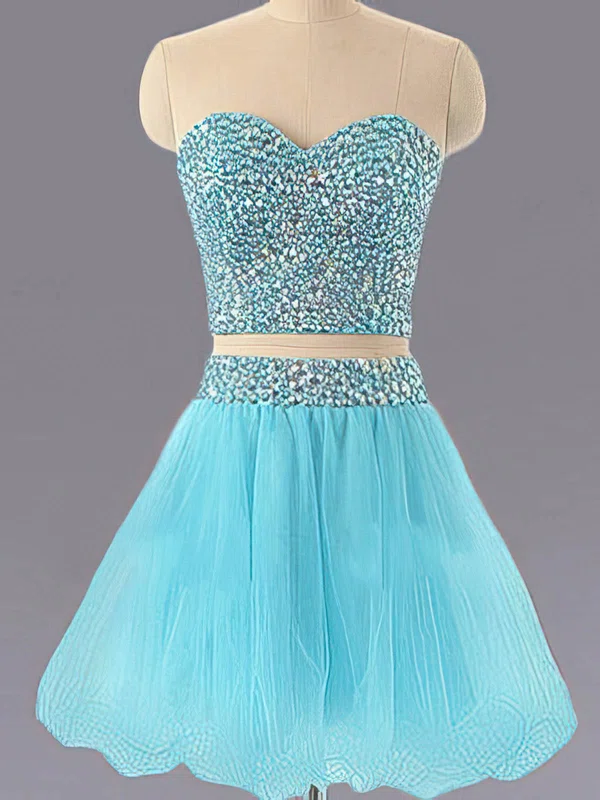 A-line Sweetheart Tulle Short/Mini Ruffles Prom Dresses #02019953