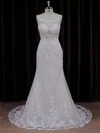 Trumpet/Mermaid Illusion Tulle Sweep Train Wedding Dresses With Beading #Milly00021647
