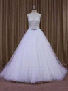 Ball Gown Sweetheart Tulle Sweep Train Wedding Dresses With Beading #Milly00021651