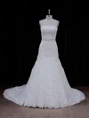 Trumpet/Mermaid Straight Tulle Chapel Train Wedding Dresses With Beading #Milly00021667