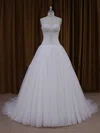 Ball Gown Sweetheart Tulle Court Train Wedding Dresses With Beading #Milly00021705