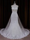 Trumpet/Mermaid Sweetheart Lace Tulle Chapel Train Wedding Dresses With Appliques Lace #Milly00021717