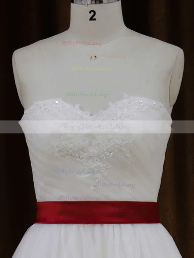 Wedding Dresses White Red Belt