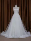 Ball Gown Sweetheart Tulle Chapel Train Wedding Dresses With Ruffles #Milly00021813